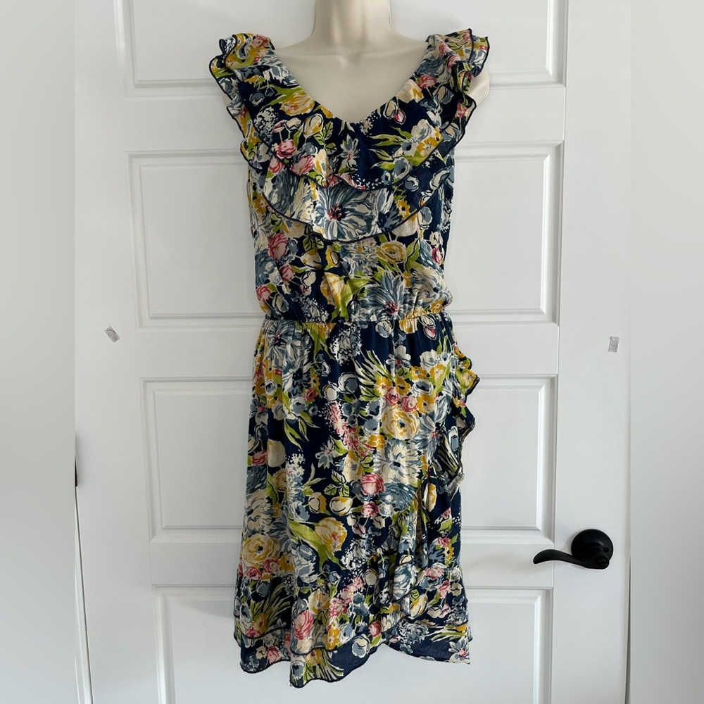 Old Navy Floral Ruffle Sleeveless MIDI Dress Romantic Cottagecore Cotton Size L